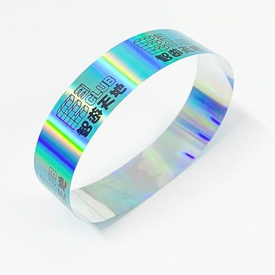 공장 도매 종이 팔찌 이벤트 사용자 지정 콘서트 네온 무지개 빛나는 레이저 프로모션 선물 종이 손목밴드