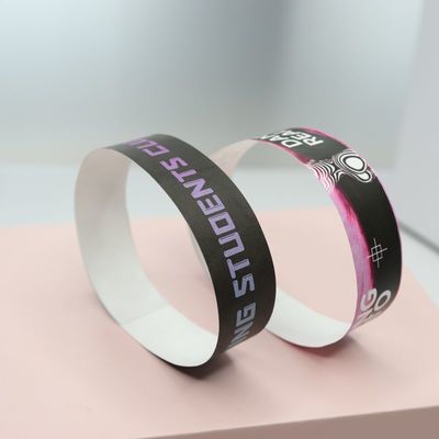풀 컬러 사용자 지정 로고 티벡 손목밴드 보안 순차 번호 표시 바코드 다양한 색상